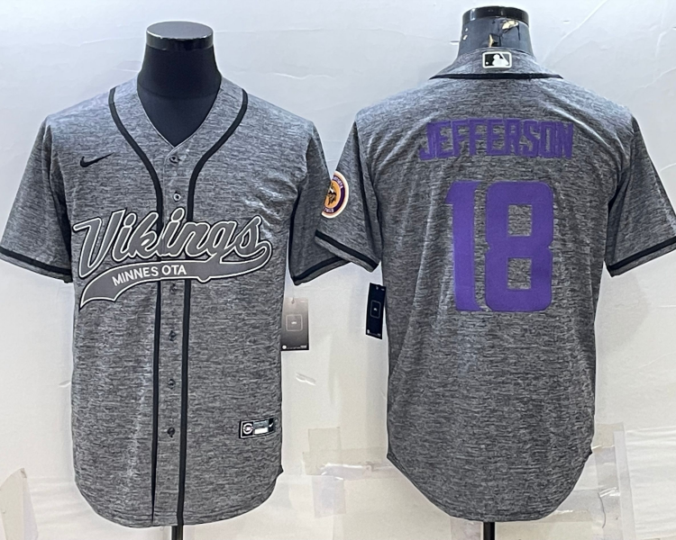 Men's Minnesota Vikings Justin Jefferson #18 Gray Jersey Joint Edition