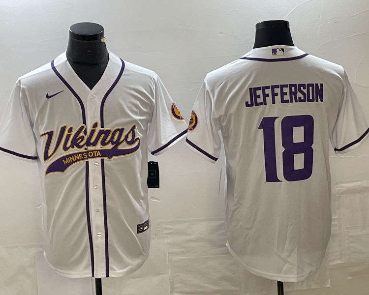 Men's Minnesota Vikings Justin Jefferson #18 White Jersey Joint Edition