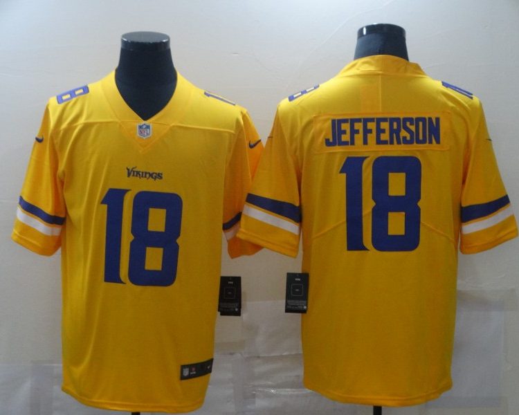 Men's Minnesota Vikings Justin Jefferson #18 Yellow Inverted Legend Jersey