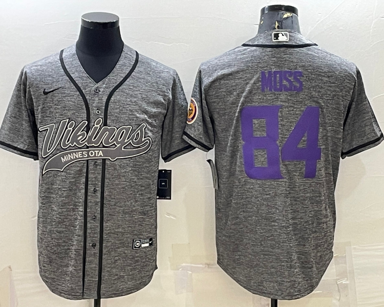 Men's Minnesota Vikings Randy Moss #84 Gray Jersey Joint Edition