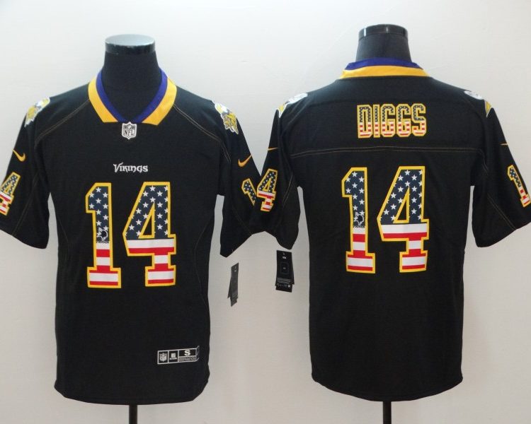 Men's Minnesota Vikings Stefon Diggs #14 Black Jersey