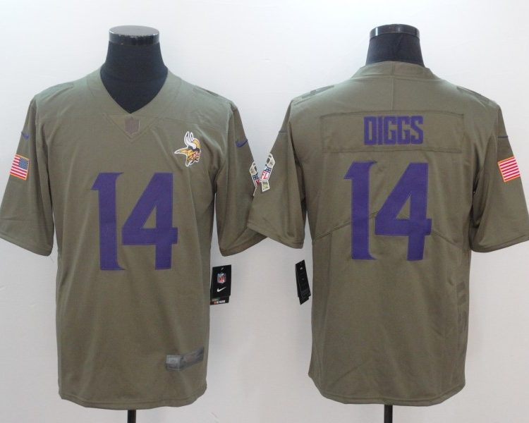 Men's Minnesota Vikings Stefon Diggs #14 Brown Jersey