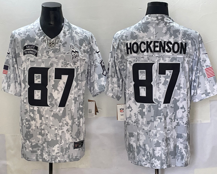 Men's Minnesota Vikings T.J. Hockenson #87 Arctic Camo 2024 Salute to Service Retired Limited Jersey