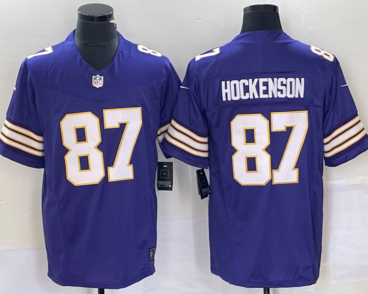 Men's Minnesota Vikings T.J. Hockenson #87 Purple Classic Jersey