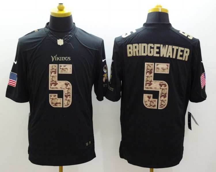 Men's Minnesota Vikings Teddy Bridgewater #5 Black Jersey