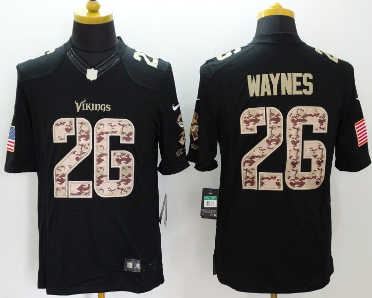 Men's Minnesota Vikings Trae Waynes #26 Black Jersey