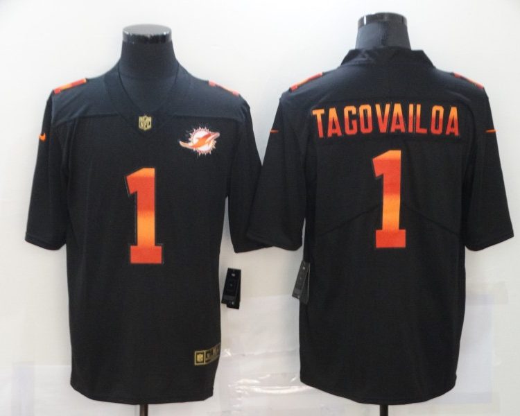 Men's Miami Dolphins #1 Tua Tagovailoa Black Jersey