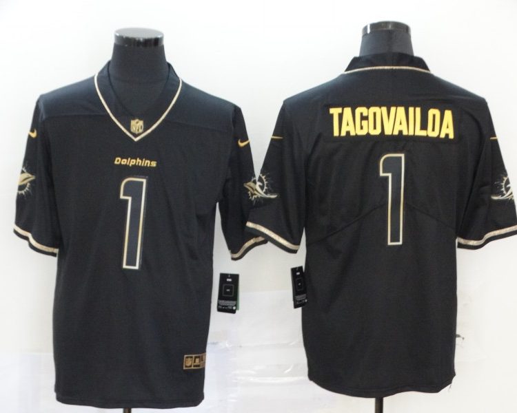 Men's Miami Dolphins #1 Tua Tagovailoa Black Jersey