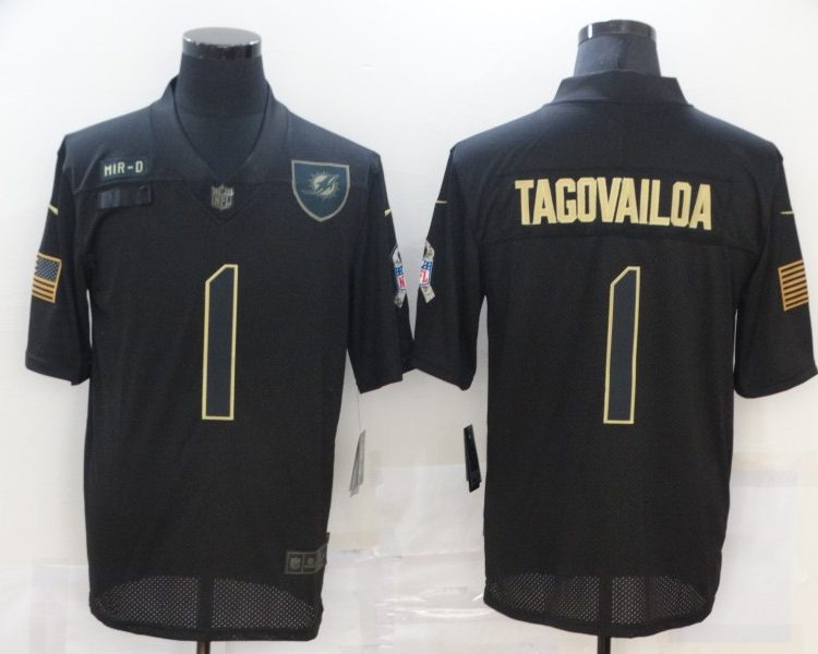 Men's Miami Dolphins #1 Tua Tagovailoa Black Jersey