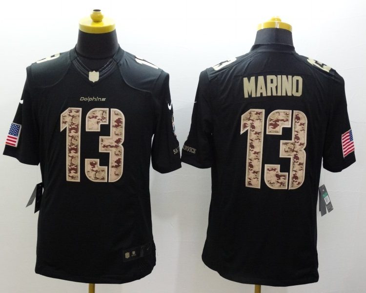 Men's Miami Dolphins #13 Dan Marino Black Jersey