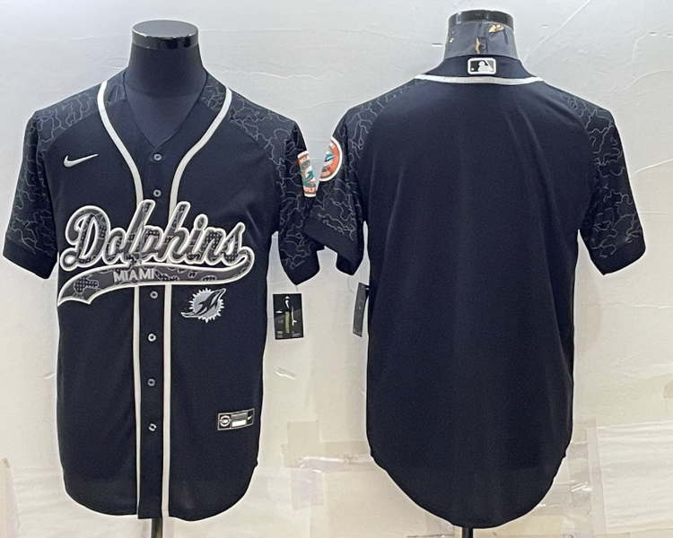 Men's Miami Dolphins Black RFLCTV Limited Blank Jersey