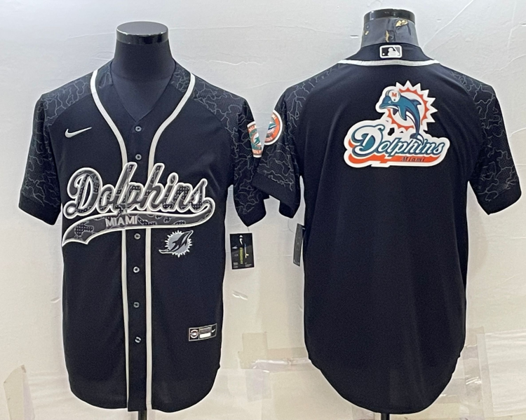 Men's Miami Dolphins Black RFLCTV Limited Jersey