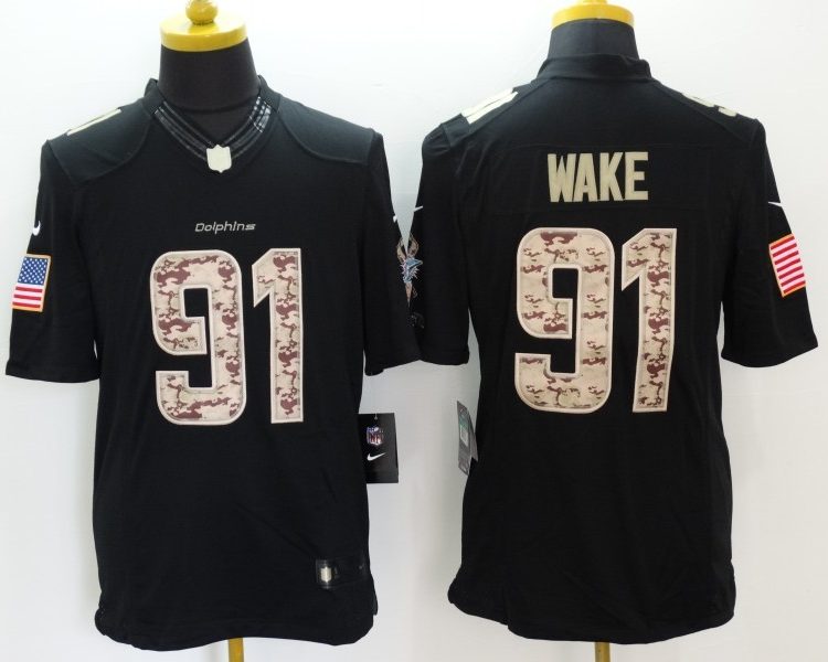 Men's Miami Dolphins Cameron Wake #91 Black Jersey