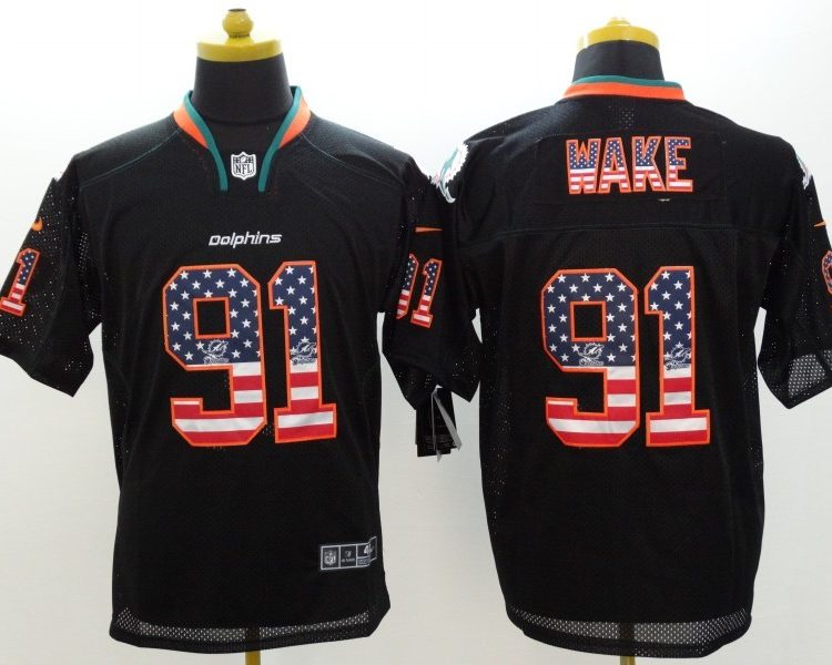 Men's Miami Dolphins Cameron Wake #91 Black Jersey