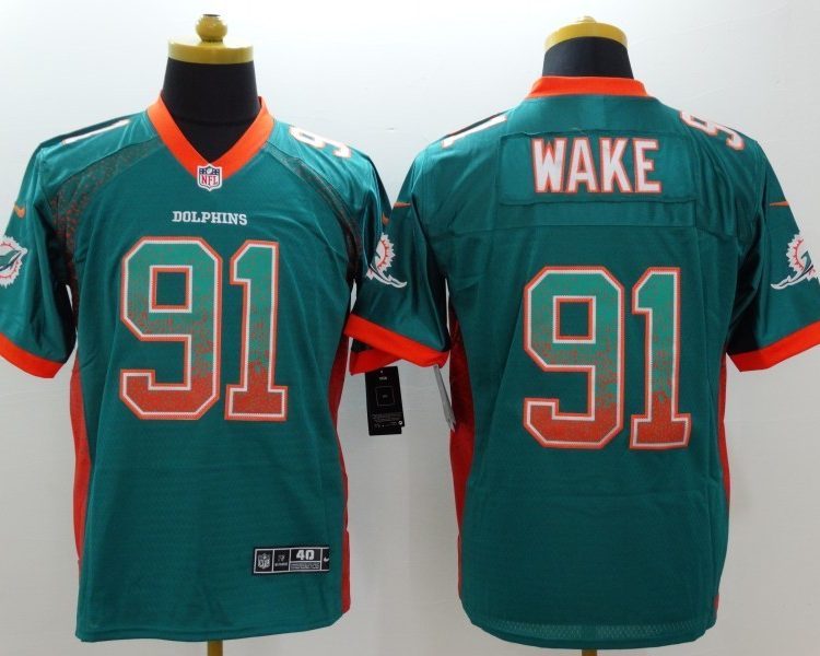 Men's Miami Dolphins Cameron Wake #91 Green Jersey