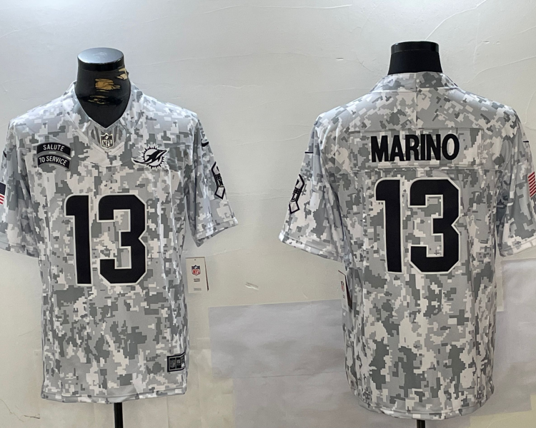 Men's Miami Dolphins Dan Marino #13 Arctic Camo 2024 Salute to Service Retired Limited Jersey
