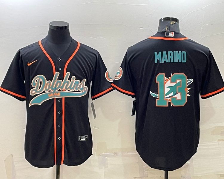 Men's Miami Dolphins Dan Marino #13 Black Jersey Joint Edition