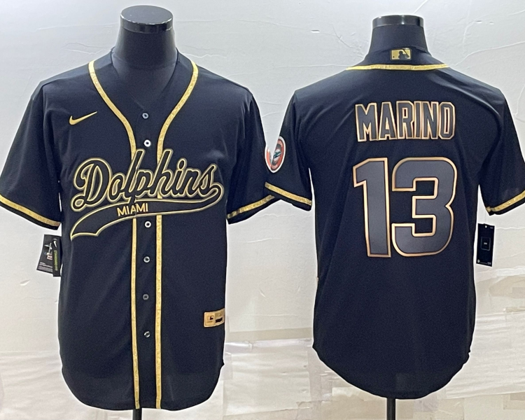 Men's Miami Dolphins Dan Marino #13 Black Jersey Joint Edition