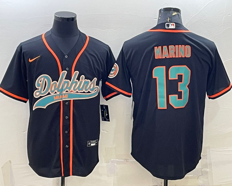 Men's Miami Dolphins Dan Marino #13 Black Jersey Joint Edition