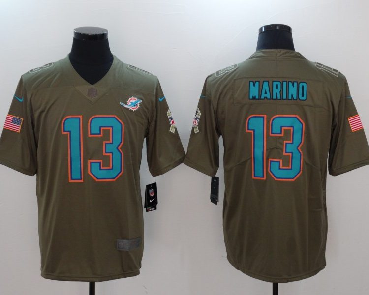 Men's Miami Dolphins Dan Marino #13 Brown Authentic Jersey