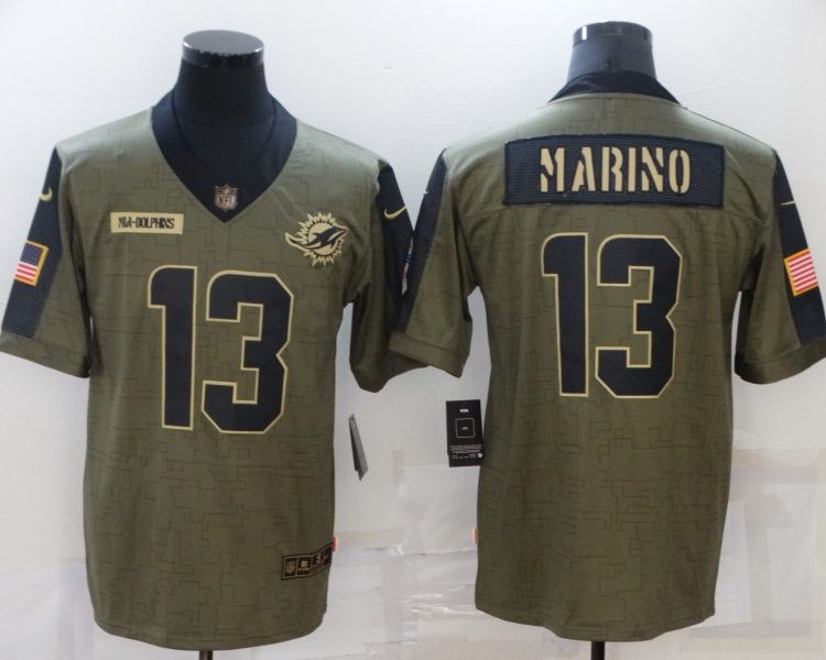 Men's Miami Dolphins Dan Marino #13 Brown Jersey