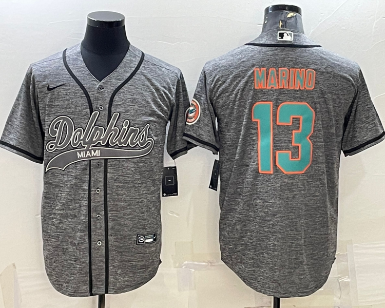 Men's Miami Dolphins Dan Marino #13 Gray Jersey Joint Edition