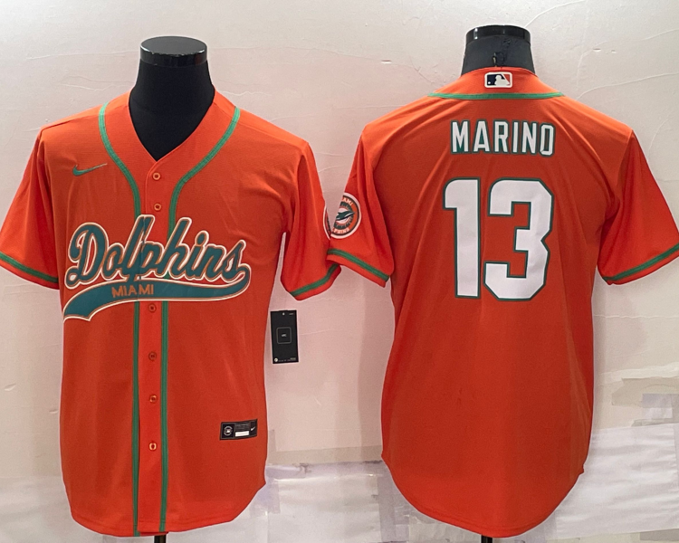 Men's Miami Dolphins Dan Marino #13 Orange Jersey Joint Edition