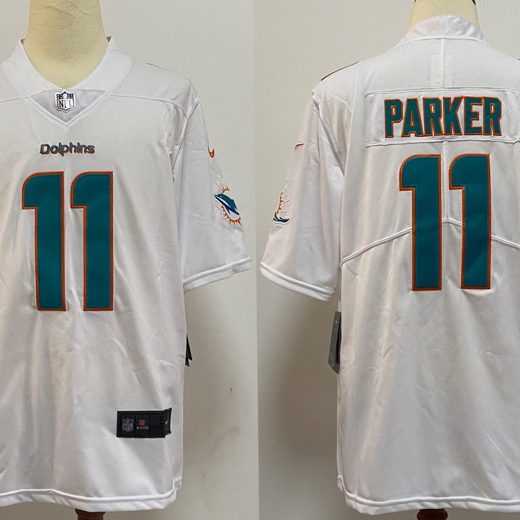 Men's Miami Dolphins DeVante Parker #11 White Aqua Jersey