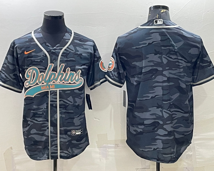 Men's Miami Dolphins Grey Camouflage Blank Jersey