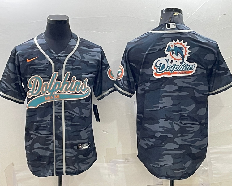 Men's Miami Dolphins Grey Camouflage Jersey