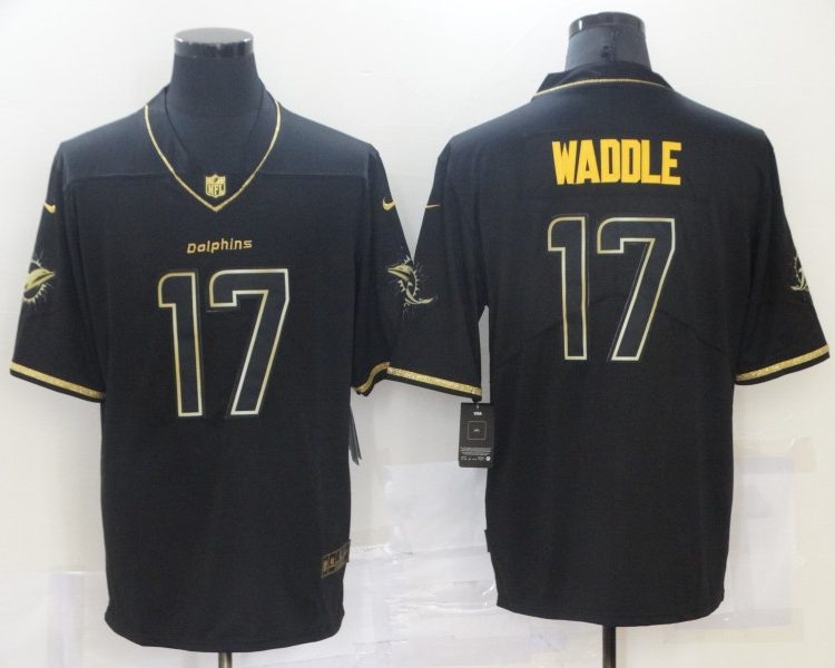 Men's Miami Dolphins Jaylen Waddle #17 Black Jersey