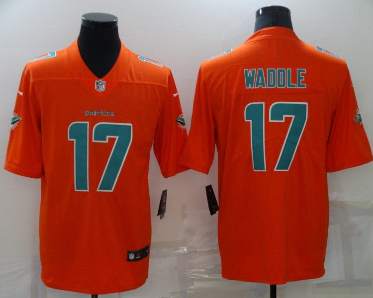 Men's Miami Dolphins Jaylen Waddle #17 Orange Inverted Legend Jersey
