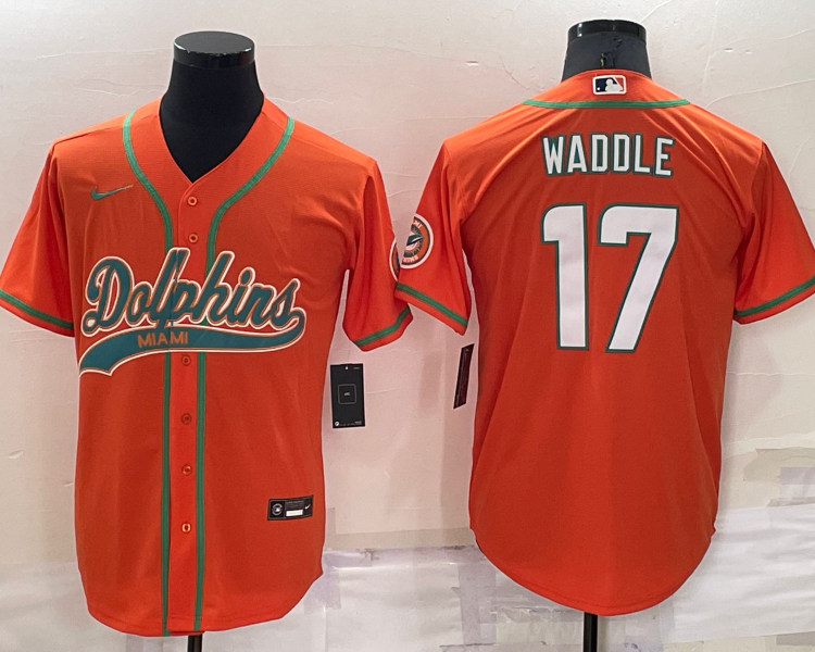 Men's Miami Dolphins Jaylen Waddle #17 Orange Jersey Joint Edition