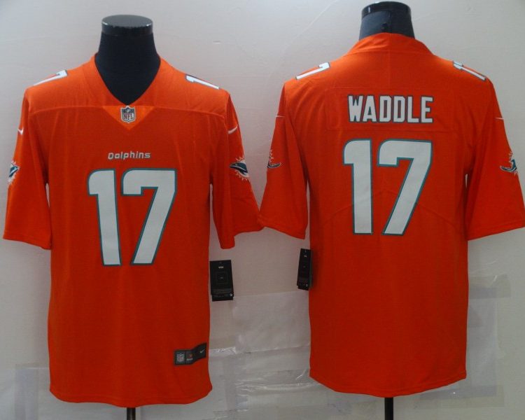 Men's Miami Dolphins Jaylen Waddle #17 Orange Jersey