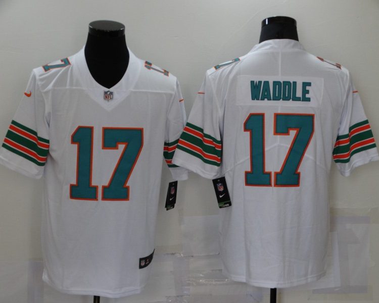 Men's Miami Dolphins Jaylen Waddle #17 White Jersey