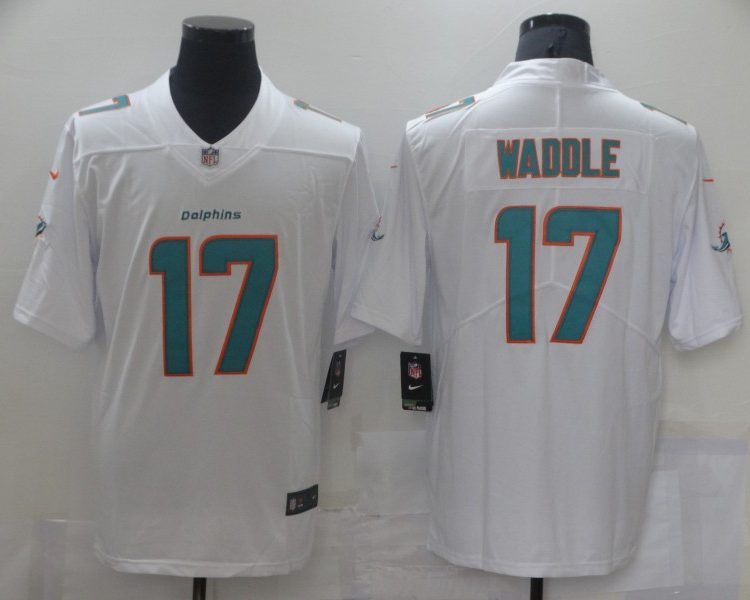 Men's Miami Dolphins Jaylen Waddle #17 White Jersey