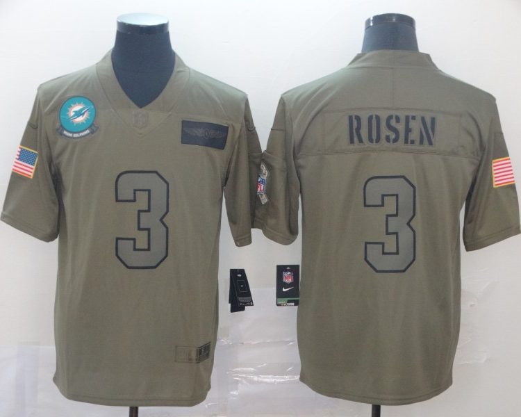 Men's Miami Dolphins Josh Rosen #3 Brown Jersey