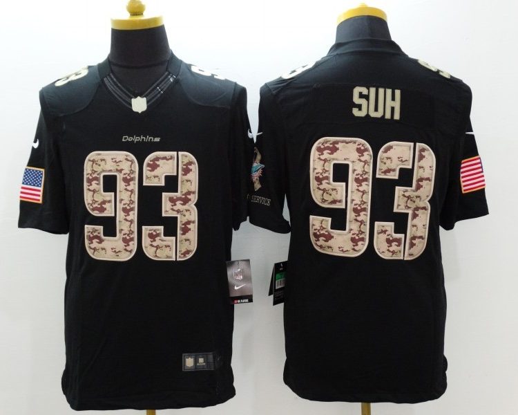 Men's Miami Dolphins Ndamukong Suh #93 Black Jersey