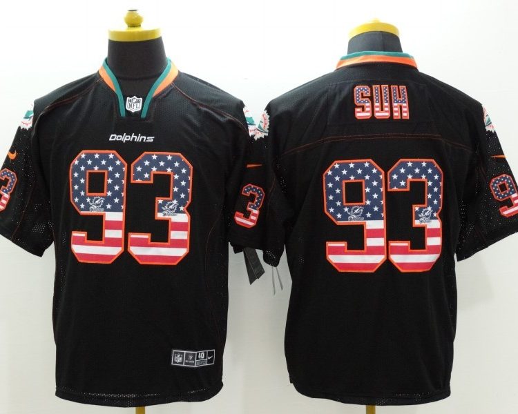 Men's Miami Dolphins Ndamukong Suh #93 Black Jersey