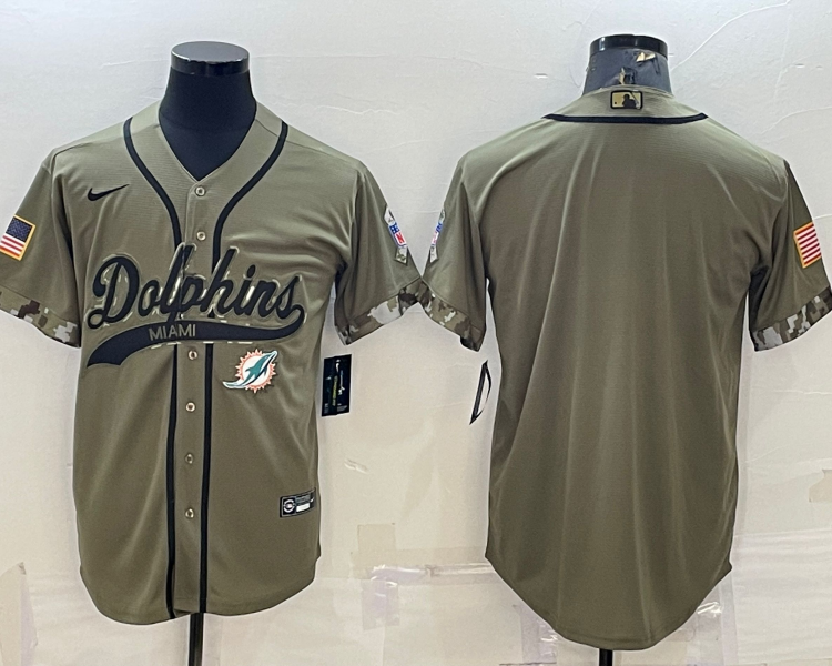 Men's Miami Dolphins Olive 2022 Salute To Service Limited Blank Jersey