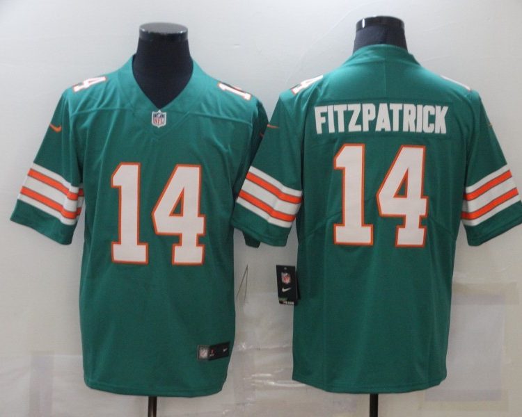 Men's Miami Dolphins Ryan Fitzpatrick #14 Green Jersey