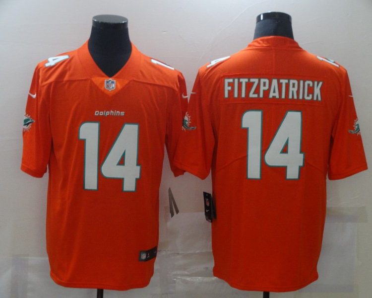 Men's Miami Dolphins Ryan Fitzpatrick #14 Orange Jersey