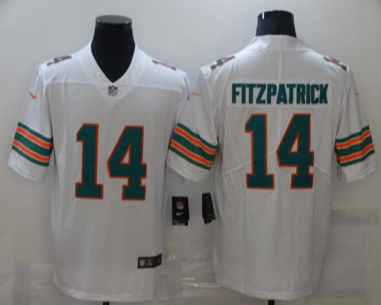 Men's Miami Dolphins Ryan Fitzpatrick #14 White Jersey
