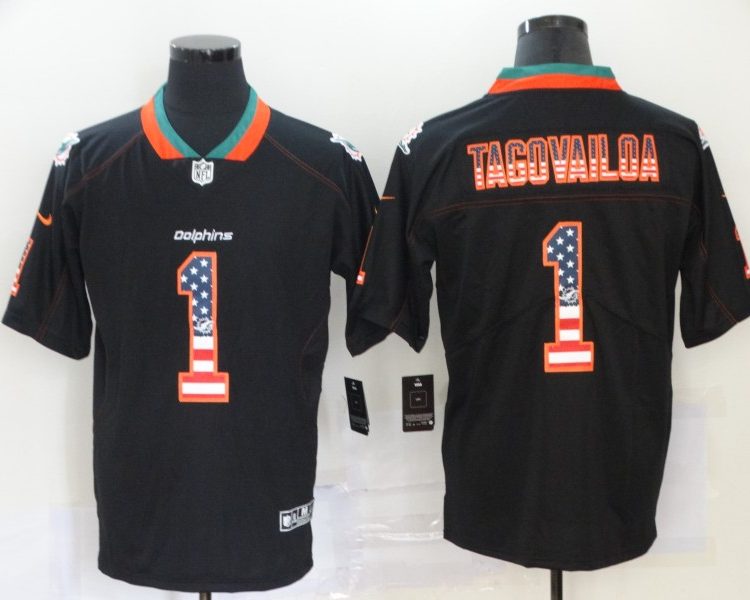 Men's Miami Dolphins Tua Tagovailoa #1 Black Alternate Jersey
