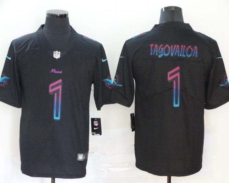 Men's Miami Dolphins Tua Tagovailoa #1 Black City Edition Jersey