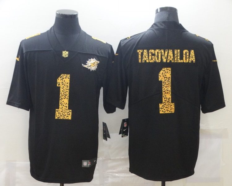 Men's Miami Dolphins Tua Tagovailoa #1 Black Jersey