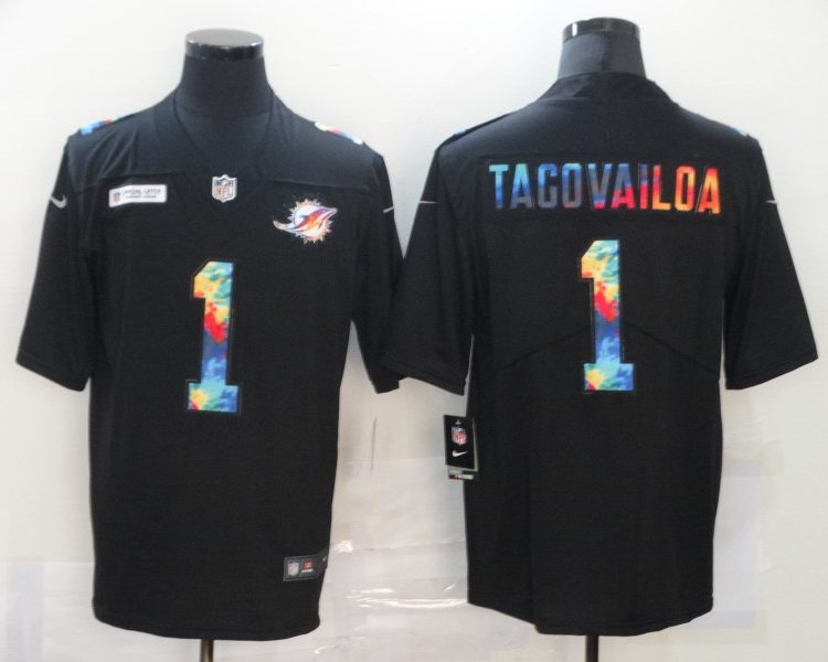 Men's Miami Dolphins Tua Tagovailoa #1 Black Jersey