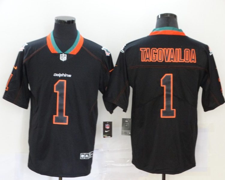 Men's Miami Dolphins Tua Tagovailoa #1 Black Jersey
