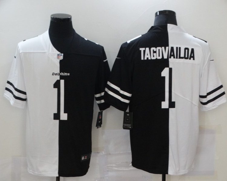Men's Miami Dolphins Tua Tagovailoa #1 Black/White Jersey
