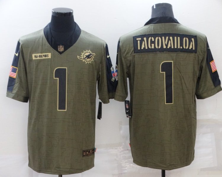 Men's Miami Dolphins Tua Tagovailoa #1 Brown Jersey